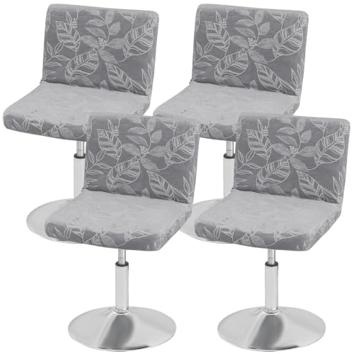 Image of FUANGUI Bar Stool Covers with Backs, 4 Pack Stretch Bar Stool Chair Covers | Embossed Silver Fox Fleece Bar Stool Covers,Washable Bar Chair Covers Swivel Barstool Slipcovers,16