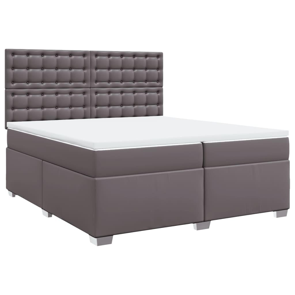 Cama Box Spring con colchón Estructura Cama Bed Frame Cama con colchon somier Mueble Cama Cuero sintético Gris 200x200 cm - 3290738