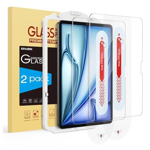 SPARIN Screen Protector for iPad Air 11 Inch M3/M2 (2025/2024, 7th/6th Generation), Auto-Alignment Frame, 9H Tempered Glass Film, Apple Pencil Compatible and Case Friendly, Ultra Clear [2 Pack]