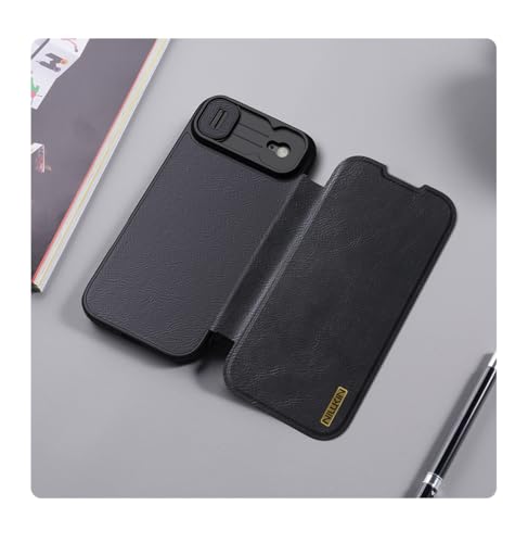 Image of PRITO Nilkin Wallet Flip Case for iPhone 17 Air with Card Slot and Camera Slider, PU Leather Case Cover, All-Around Protection (Black, iPhone 17 Air)