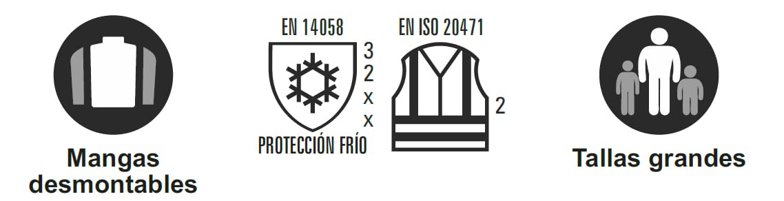 WORKTEAM Cazadora Piloto Alta Visibilidad Impermeable Clase 2 con Mangas Desmontables