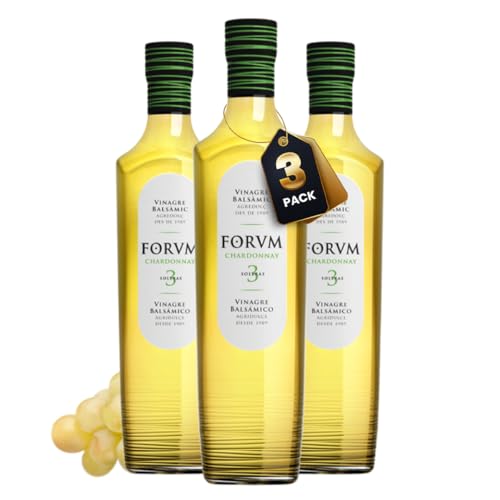 Forvm Chardonnay, Vinagre de Vino Blanco, Fantástico para Cocinar, Usado 12 Años en el Menú de los Premios Nobel, Envejecido Artesanalmente 3 Años (3 Botellas)