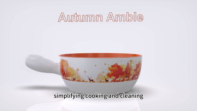 Artestia Swiss Fondue Set for Party - 2L Large Capacity Ceramic Fondue Pot Melting Cheese Chocolate, 6 Fondue Forks, Fondue Party, Wedding Gifts - Autumn Amble