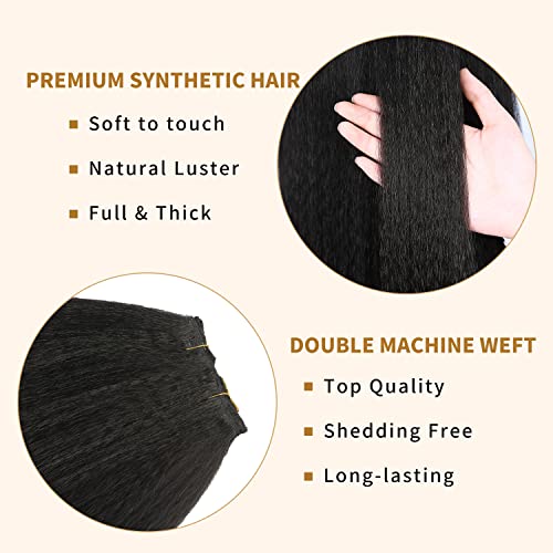 Wignee 22 Inches 7 Pieces Kinky Straight Clip In Hair Extensions Black Hair Extensions Clip Ins For Black Women Yaki Straight Clip In Hair Extensions #TOP7