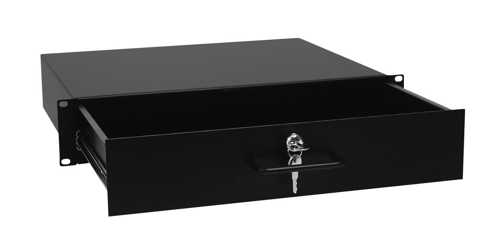 Rackschublade 2U 48,3 cm mit Schloss – passend für Standard 48,3 cm Rack Flightcase Netzwerkschrank Server AV Gehäuse Schiebefach