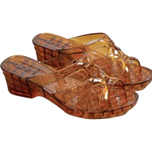Jelly Mesh Ballet Slides Clear Jelly Sandals Wedge for Women Slip on Beach Water Shoes Barefoot Cute Kawaii Alternative Fashion for Girls Office Festivals Vacation Gifts Summer Wedding Guests