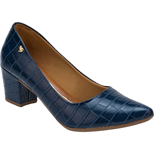 Scarpin Lumiss Salto Grosso (40, Croco azul)