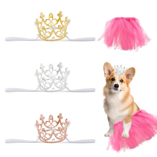 Set de ropa para mascotas con corona y tutú princesa