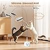 Interactive Cat Toys for Indoor Cats: Upgraded 360° Automatic Spin Flying Bird Feather Wand with Silicone Protected Rod Safe Play, Strong 8cm Suction Cup, USB-Rechargeable for Bored Kittens and Adult #3