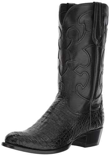 Lucchese Classics Men's Charles-blk Belly Croc/blk Derby Calf Riding Boot, Black, 9 D US