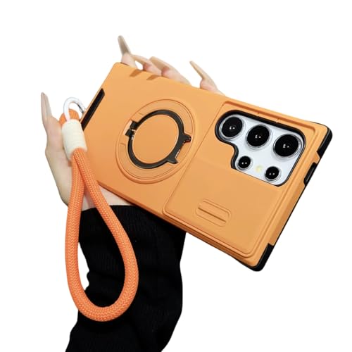 Coque Samsung S23 FE orange magnétique avec cordon antichoc