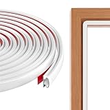Rubber Weather Stripping Door Seal Strip, Self-Adhesive Door Weather Stripping Strip, Soundproof D Shape Waterproof Weatherstripping for Door Frame Windows Insulation (49ft,White)