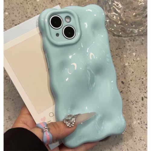 Coque silicone iPhone 15 Pro anti-rayures antichoc bleu ciel vagues