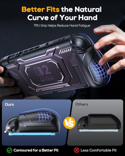 Image of FASTSNAIL Switch 2 Protective Case, Switch 2 Cover with Dockable TPU Middle Frame, Non-Slip Ergonomic Grip for Joycon 2, Anti-Scratch PC Front Cover with 12 Game Card Slots for Switch2 - Light Purple