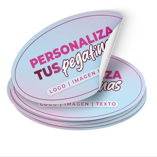 Etiquetas Adhesivas Ovaladas en Vinilo UV | Pegatinas Personalizadas Resistentes al Agua y al Sol, Ideal para Logo de Empresa, Packaging, Regalos, Bodas, Bautizos y Cumpleaños (5 x 2,5cm)