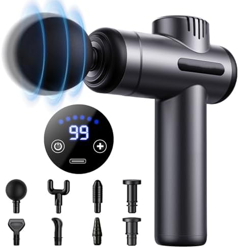 Muscle Massage Gun, 99 Speeds, 8 Massage Heads, LCD Touch Screen,...