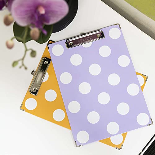 Bazic Clipboard Carnival Polka Dot 12.5"X9", Low Profile Clip, Dotted Paperboard Fits A4 Letter Size, Pastel Colors, 6-Pack #TOP2