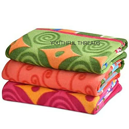 Handloomentic All Season Multipurpose Polar Fleece Double Bed Printed Assorted Multicolor Light Weight Blanket - 90 x 90 inch (1)