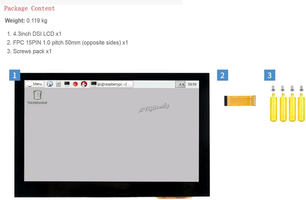 4.3inch for Raspberry Pi IPS LCD Capacitive Touch Display Screen 800×480 4.3inch IPS Wide Angle MIPI DSI Interface for Raspberry Pi 4 3 2 Model B B+ A+ Raspbian Retropie Ubuntu Driver Free