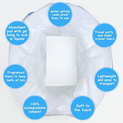 Disposable Potty Chair Liners with Drawstring for Universal Potty Training Toilet Seat, Toddler Portable Outdoors Travel Toilet Liners with Super Absorbent Pad - 30 Pack — 사진 5
