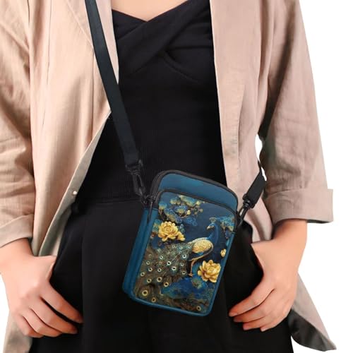Image of Hawaiian Tribal Small Crossbody Bags for Women Cell Phone Bag Purse, Sea Turtle Zipper Sling Purses Shoulder Bag