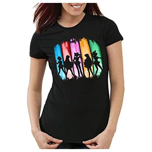 style3 Sailor Senshi Camiseta para Mujer T-Shirt Luna Anime, Talla:M