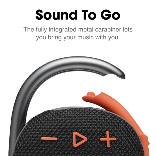 Image of JBL Clip 4, Black /Orange - Portable Bluetooth 5.1 Speaker - Up to 10 Hours of Play - Waterproof & Dust Resistant - Includes Noise & Echo-Canceling Speakerphone