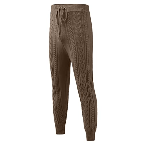 Indoor House Mens Casual Pants Solid Color Trend Youth Knitted Slim Fit Pants #TOP2