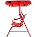 Costzon Kids Porch Swing, All-Weather Patio Swing Bench Hammock w/Adjustable Canopy & Safety Belts for 2 Children, Outdoor Swing for Backyard Garden Balcony Poolside (Red, Ladybug Pattern)