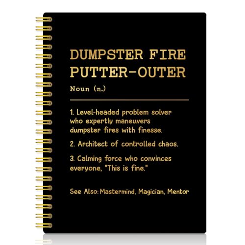 XQLZY Dumpster Fire Putter Outer Funny Boss Gifts Spiral Notebook - 160 Blank Pages Journal, Thank You Gifts for Men Women, Retirement Goodbye Gifts for Mentors, Boss, Office Gifts for Leaders
