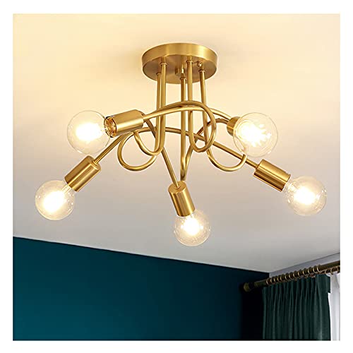Lustre LED au design chaleureux luminaire suspendu doré pour chambre et salon