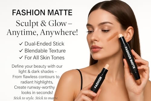 Image of FASHION MATTE 2 in 1 Highlighter & Contour Stick | Dual-Ended Cream Stick for Face Shaping & Glow | Long-Lasting, Easy Blend, Travel-Friendly Makeup Stick 8G ETC..