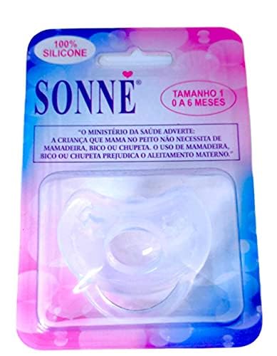 ZKMAGIC Chupeta Premium Soft 100% Silicone Rn Bico Redondo Tam1 (0 A 6 Meses) Marca Sonne Transparen