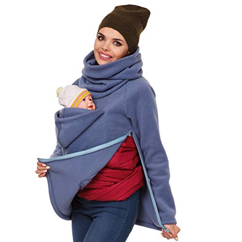 CAQQ Maternidad caliente cuello alto embarazada,Jersey para bebé portadores de mujer sudadera-azul-M