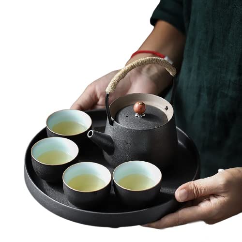 Conjunto de servicio de té Pote de té grande de cerámica, tazas de té de 6 piezas con bandeja - tetera moderna, tazas de… - Imagen 3