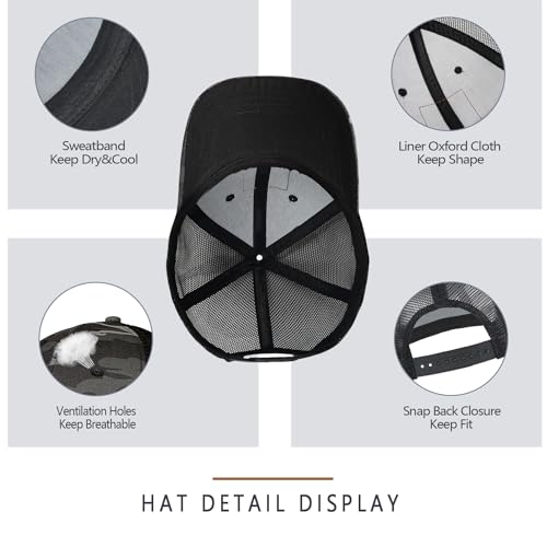 Image of Mens Hat Snapback Trucker Hats Outdoor Gifts for Men Dad Husband Father's Day Leather Pattern Baseball Cap