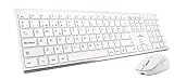 Be practical: el teclado y el mouse son inalámbricos, con un dongle inteligente único; son recargables mediante un cable micro usb incluido; las baterías garantizan una autonomía máxima de hasta 3 meses de uso con una sola carga