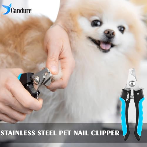 Image of Candure Pet Nail Clippers Professional Nail Trimmer Suitable for Puppy, Cats, Rabbits and Guinea Pigs - Safety Lock /Protective Guard to Avoid Over Cutting (Blue, Small)