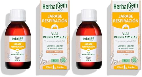 HERBALGEM - Jarabe Expectorante Vías Respiratorias - Confort de las Vías Respiratorias - Enriquecido con Brotes - Contiene Equinácea - Receta Tradicional - Certificado Orgánico - 150ml (Paquete de 2)