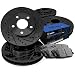 For Volkswagen Beetle Front Rear Black Drill Slot Brake Rotors+Semi-Met Pads