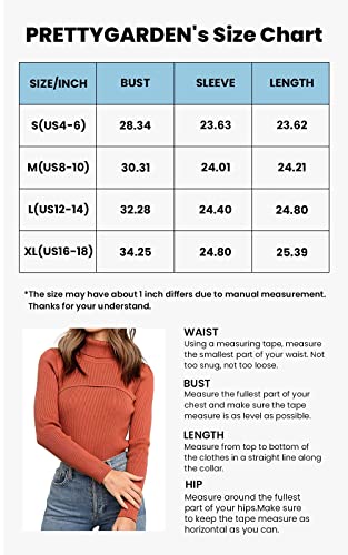 Prettygarden Women’s Turtleneck Knit Sweater Long Sleeve Soft Classic Fit Pullover Tops (Xiu Red, Small, S) #TOP6