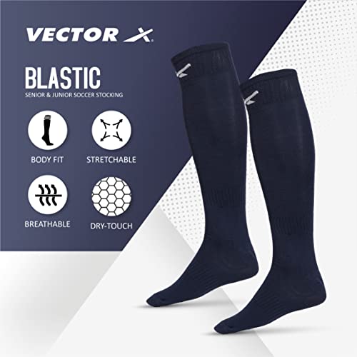 Image of Vector X Plain Blastic Stockings Polyester Blend, Unisex, Knee Length, Pack of 1 Pair