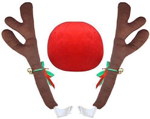 Goodybuy Christmas Car Costume Decoration Plush Rudolph Reindeer Antlers & Red Nose Set, 45cm Tall