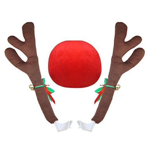 Goodybuy Christmas Car Costume Decoration Plush Rudolph Reindeer Antlers & Red Nose Set, 45cm Tall