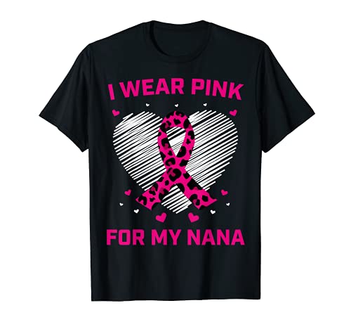 I Wear Pink For My Nana Cáncer de mama Cheetah Heart Graphic Camiseta