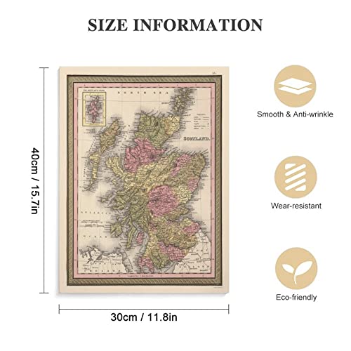 Scotland Map Vintage Poster Canvas Print Wall Art Paintings Canvas Wall Decor Home Decor Living Room Decor Aesthetic 12X16Inch(30X40Cm) Unframe-Style #TOP1
