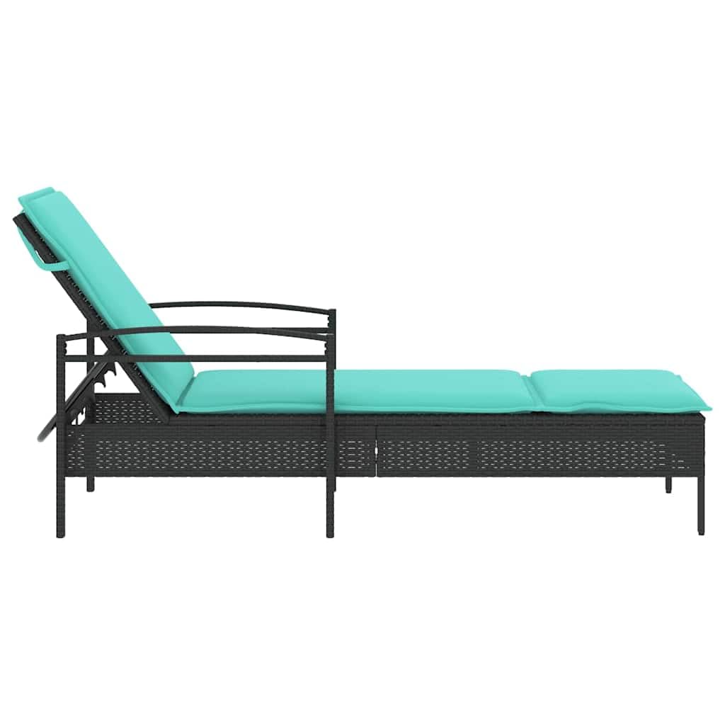 Tumbona con cojín (63 x 200 x 81 cm, resina trenzada (Estados Unidos), chaise longue de jardín, respaldo ajustable en 3 posiciones, baño de sol, muebles para terraza
