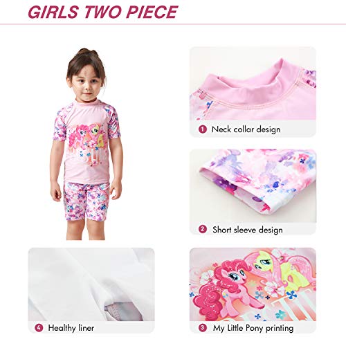Julysand Toddler Girls Rash Guard Sets Pink My Little Pony Swimsuit Short Sleeve Two Piece Swimwear Sun Protection Suit3