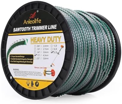 Best Wheeled String Trimmer for Effortless Lawn Care – Find Your Match! 8 A ANLEOLIFE 5-Pound Heavy Duty Sawtooth .170-inch-by-440-ft Dual Core String Serrated Trimmer Line Spool for Walk Behind Wheeled Mowers,with Built-in Line Cutter