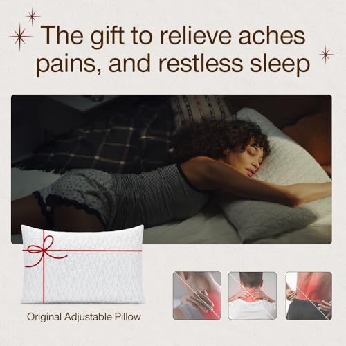 Coop Home Goods Original Adjustable Pillow, Queen Size Bed Pillows for Sleeping, Cross Cut Memory Foam Pillows - Medium Firm Back, Stomach and Side Sleeper Pillow, CertiPUR-US/GREENGUARD Gold